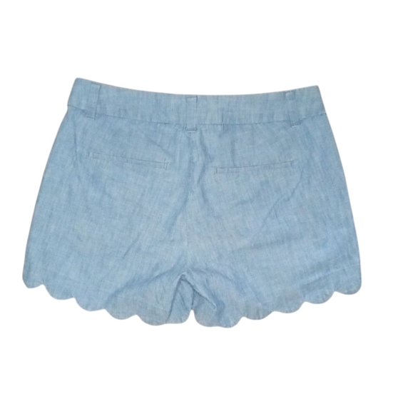 J. Crew Chambray Scalloped Hem Cotton Chino Style Shorts Size 0 - Picture 5 of 8
